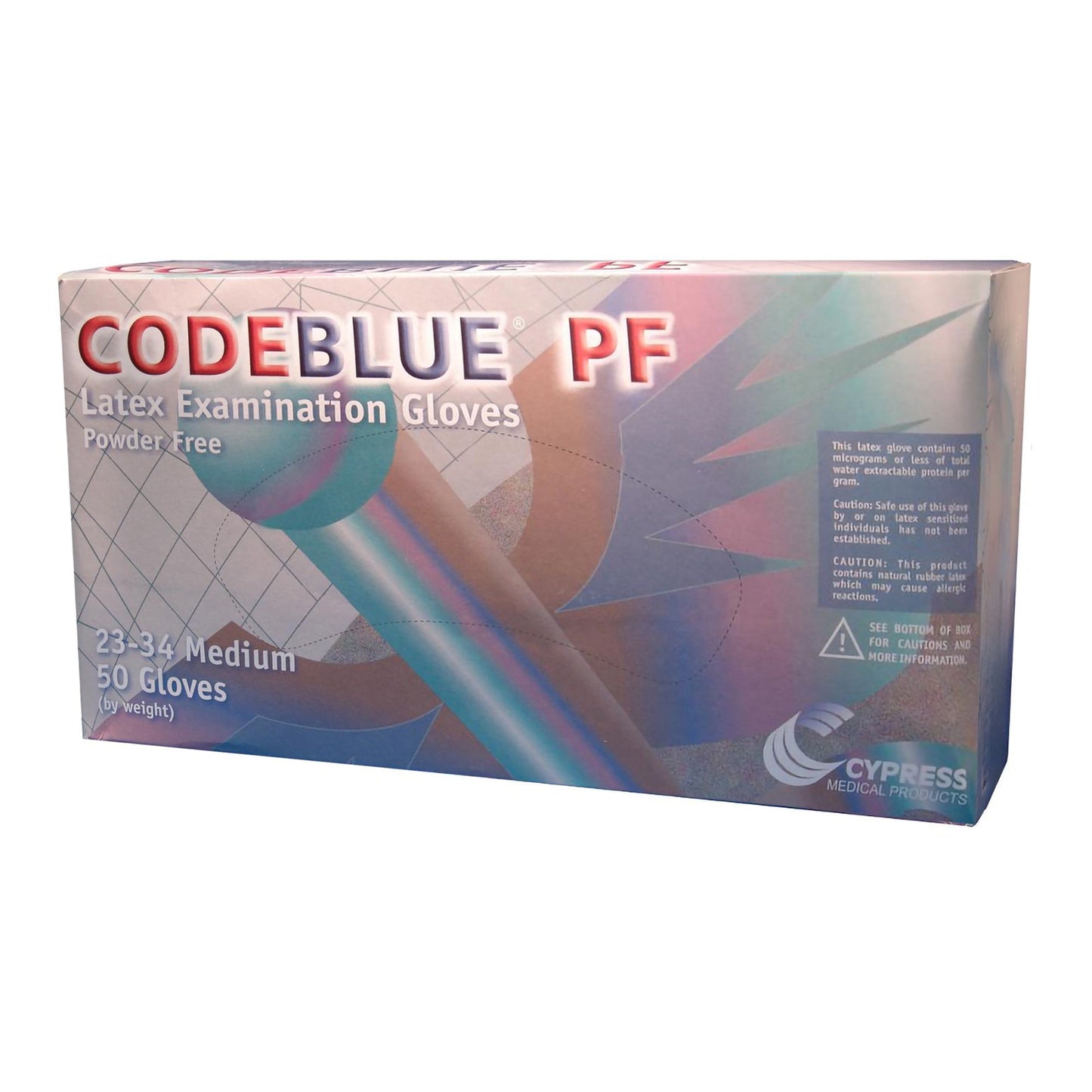 CODEBLUE® PF Exam Glove Medium NonSterile Latex Extended Cuff Length Fully Textured Blue Not Rated (351988_CS)