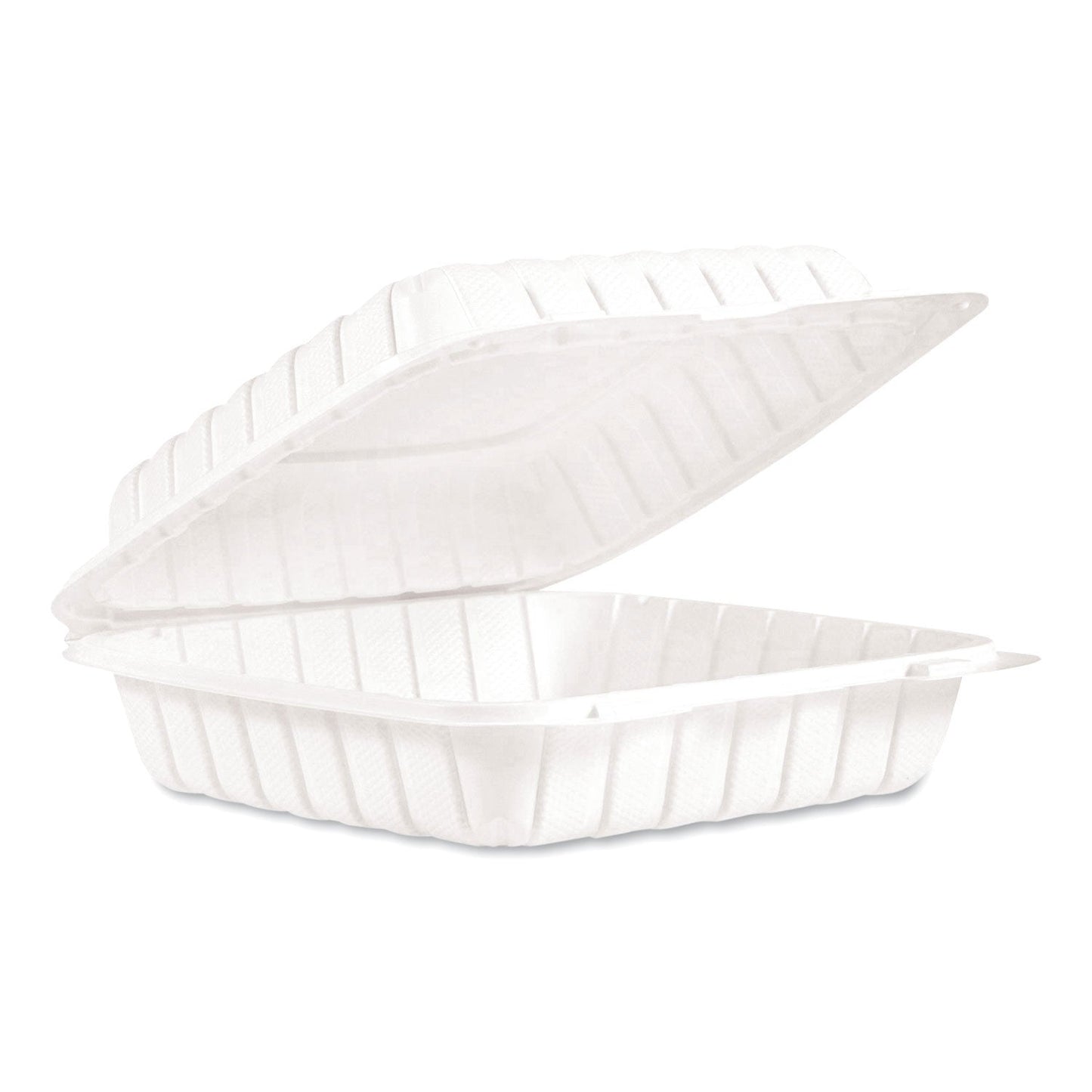 Dart Hinged Lid Containers, Single Compartment, 9 x 8.8 x 3, White, 150/Carton (DCC90MFPPHT1R)