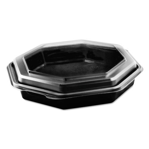 Dart Octaview Hinged-Lid Cold Food Containers, Black/clear,9 1/5x9 3/5x2, 100/carton (SCC864057AP94)