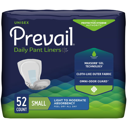 Prevail® Daily Pant Liners Incontinence Liner 12-1/2 Inch Length Moderate Absorbency Polymer Core Small (677283_BG)