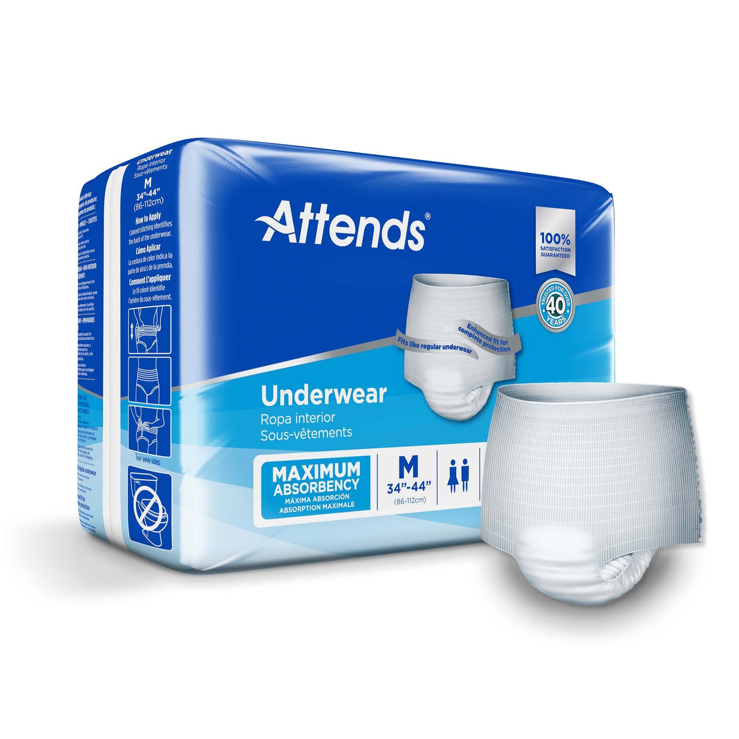 Attends® Unisex Adult Absorbent Underwear Pull On with Tear Away Seams Medium Disposable Heavy Absorbency (522093_CS)