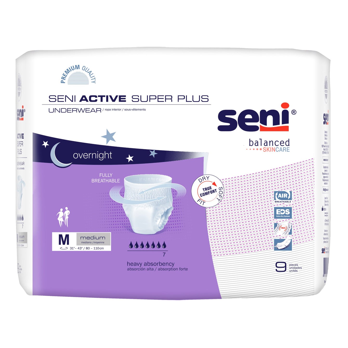 Seni® Active Super Plus Unisex Adult Absorbent Underwear Pull On with Tear Away Seams Medium Disposable Heavy Absorbency (1163818_PK)
