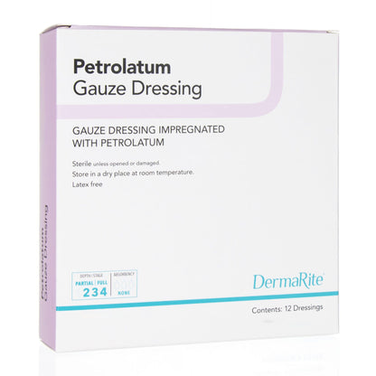 DermaRite® Petrolatum Impregnated Dressing Strip 1 X 8 Inch Sterile (946689_BX)
