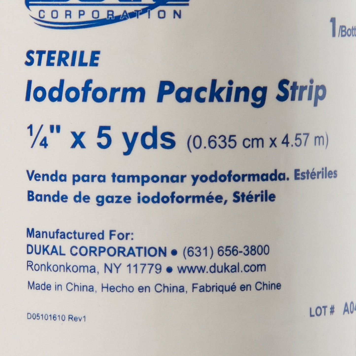 Dukal Wound Packing Strip Iodoform 1/4 Inch X 5 Yard Sterile Antiseptic (348492_EA)