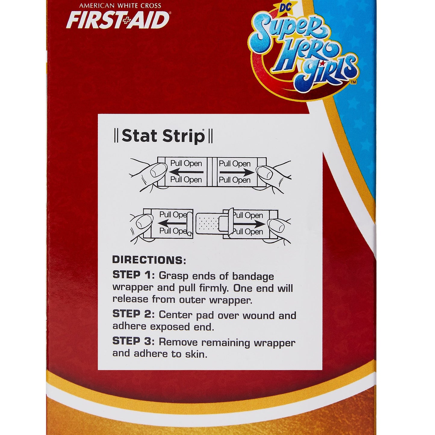 American® White Cross Stat Strip® Adhesive Strip 3/4 X 3 Inch Plastic Rectangle Kid Design (DC Super Hero Girls) Sterile (1018040_BX)