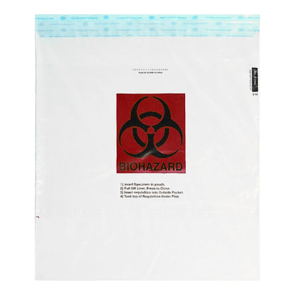Speci-Gard® Specimen Transport Bag with Document Pouch 15 X 17 Inch Adhesive Closure Biohazard Symbol / Storage Instructions / Instructions for Use NonSterile (210144_CS)