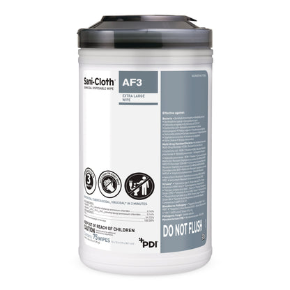 Sani-Cloth® AF3 Surface Disinfectant Cleaner Premoistened Germicidal Manual Pull Wipe 75 Count Canister Mild Scent NonSterile (1207553_CN)