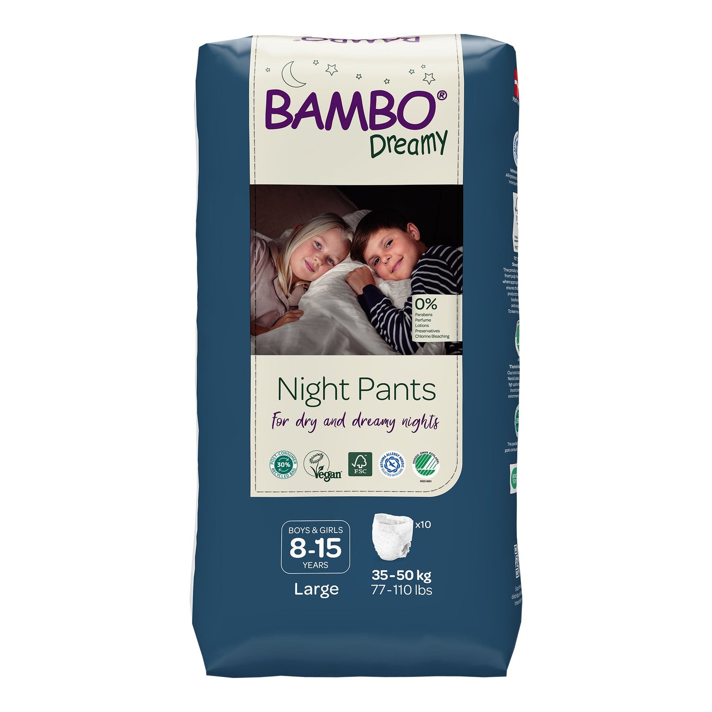 Bambo® Dreamy Night Pant Unisex Youth Training Pants Pull On with Tear Away Seams Size 8 to 15 Years Disposable Heavy Absorbency (1255465_PK)