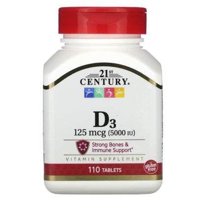 21st Century® Vitamin Supplement Vitamin D / Calcium 5,000 IU Strength Tablet 110 per Bottle (853068_BT)