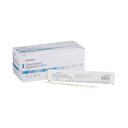 McKesson Swabstick Cotton Tip Wood Shaft 6 Inch Sterile 2 per Pack (508713_CS)