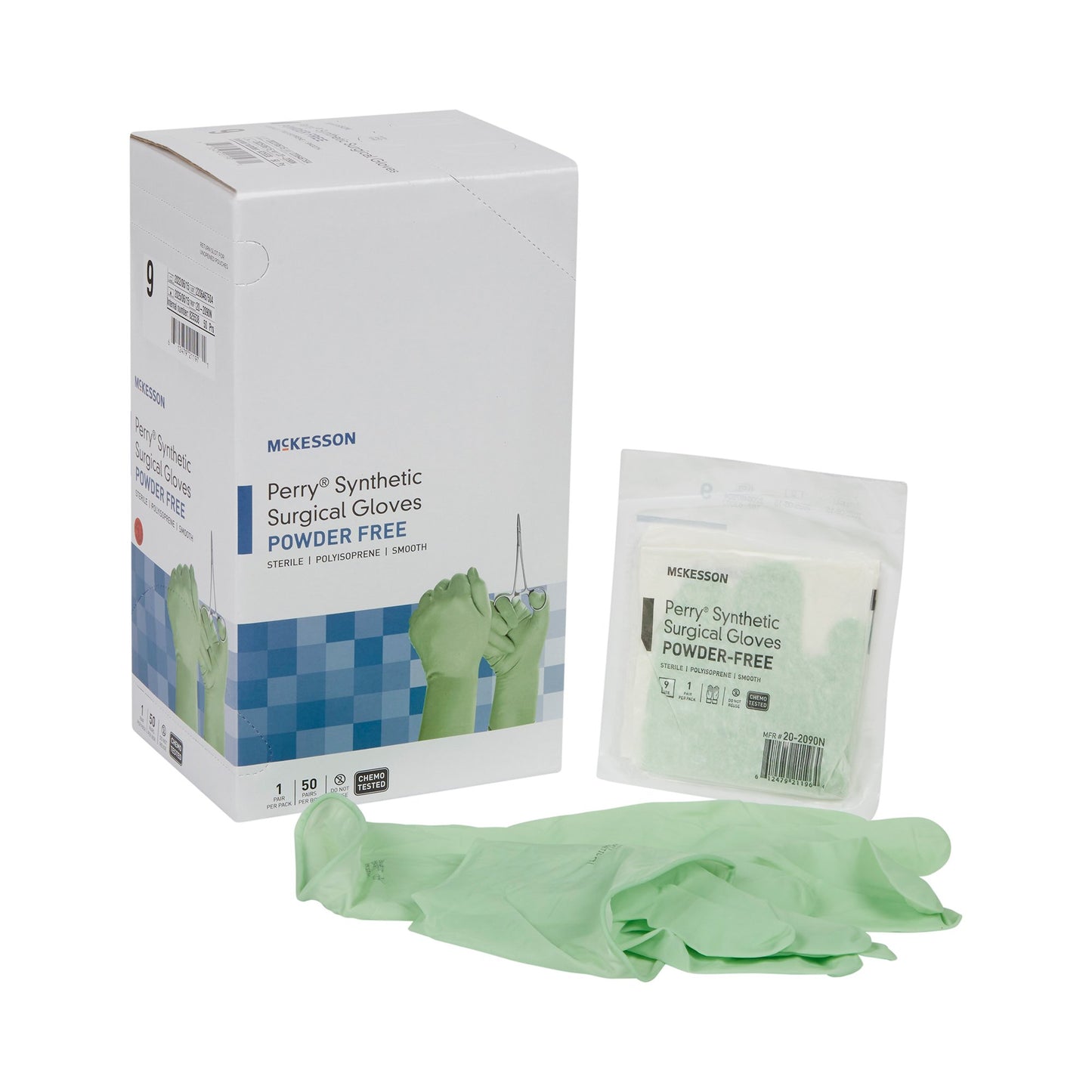 McKesson Perry® Performance Plus Surgical Glove Size 9 Sterile Polyisoprene Standard Cuff Length Smooth Green Chemo Tested (1044726_BX)
