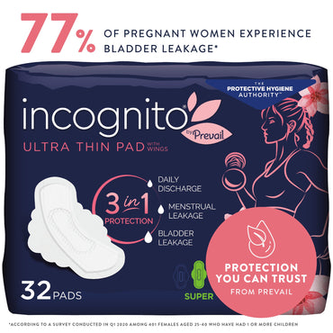 incognito® by Prevail Feminine Pad Ultra Thin with Wings Super Absorbency (1184035_BG)