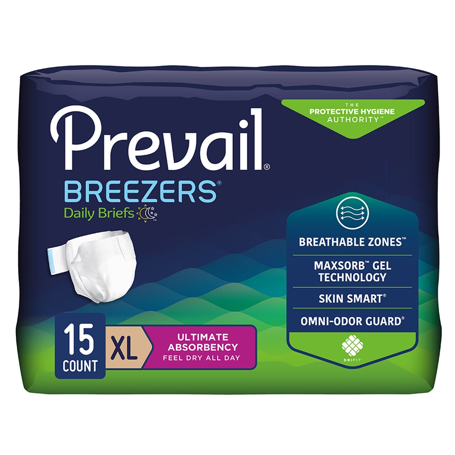 Prevail® Breezers® Unisex Adult Incontinence Brief X-Large Disposable Heavy Absorbency (682565_CS)