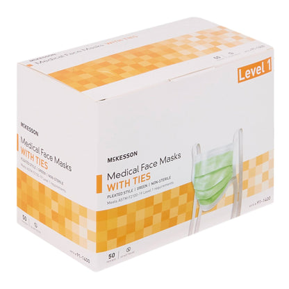 McKesson Surgical Mask Anti-fog ASTM Level 1 Tie Closure One Size Fits Most (206486_CS)