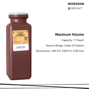 McKesson Sharps Container Red Base 10 H X 3-1/2 W X 3-1/2 D Inch Vertical Entry 0.425 Gallon (586912_EA)