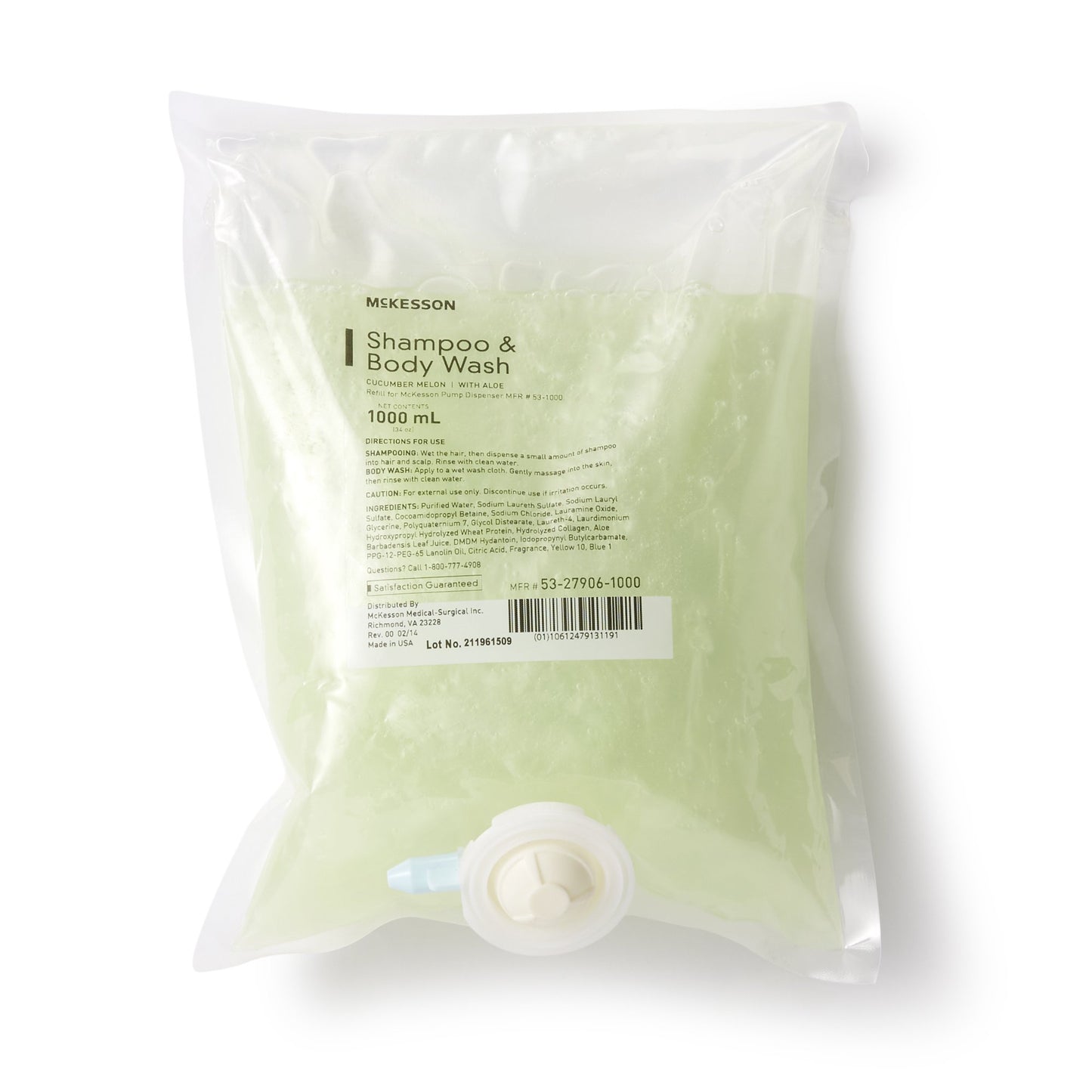 McKesson Shampoo and Body Wash 1,000 mL Dispenser Refill Bag Cucumber Melon Scent (482991_CS)