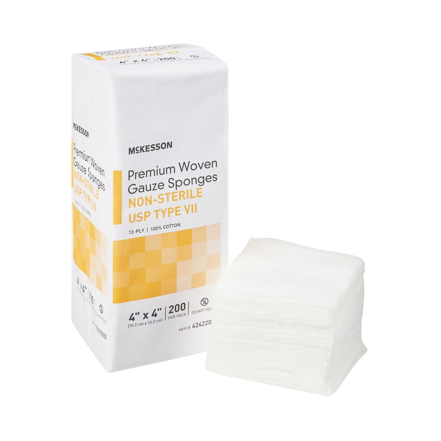 McKesson Gauze Sponge 4 X 4 Inch 12-Ply NonSterile 200 per Pack (1043630_CS)