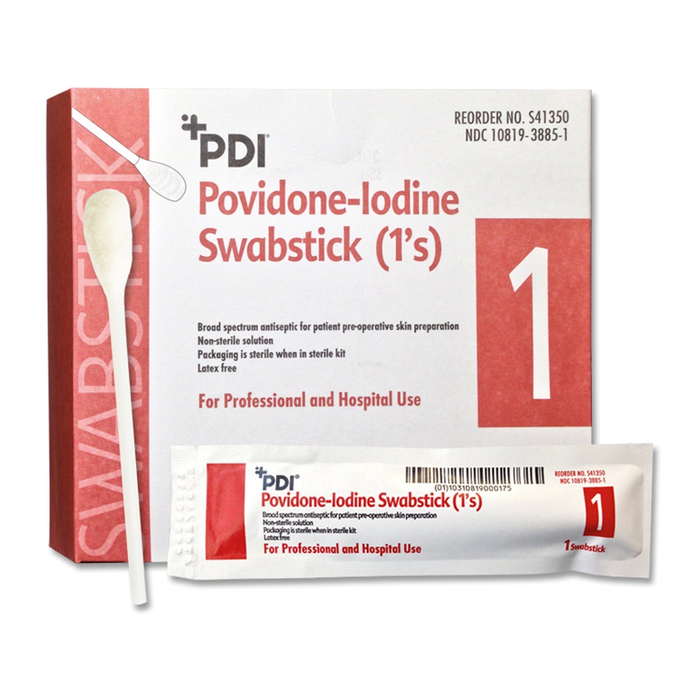 PDI® Impregnated Swabstick 10% Strength Povidone-Iodine Individual Packet NonSterile (188681_CS)
