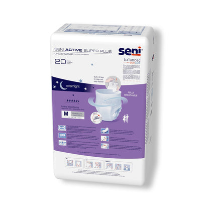 Seni® Active Super Plus Unisex Adult Absorbent Underwear Pull On with Tear Away Seams Medium Disposable Heavy Absorbency (1163859_CS)
