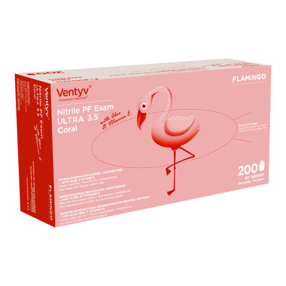 Ventyv® Ultra 3.5 CORAL (FLAMINGO) Exam Glove Medium NonSterile Nitrile Standard Cuff Length Textured Fingertips Coral Not Rated (1147776_CS)