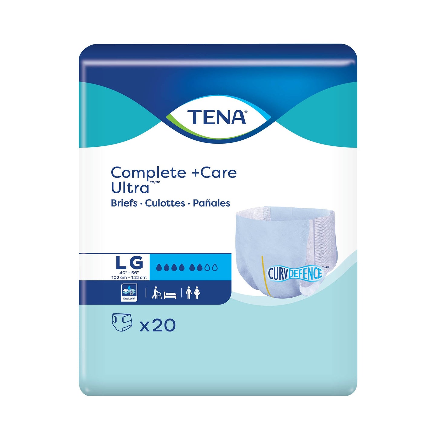TENA Complete + Care Ultra™ Unisex Adult Incontinence Brief Large Disposable Moderate Absorbency (1243825_PK)