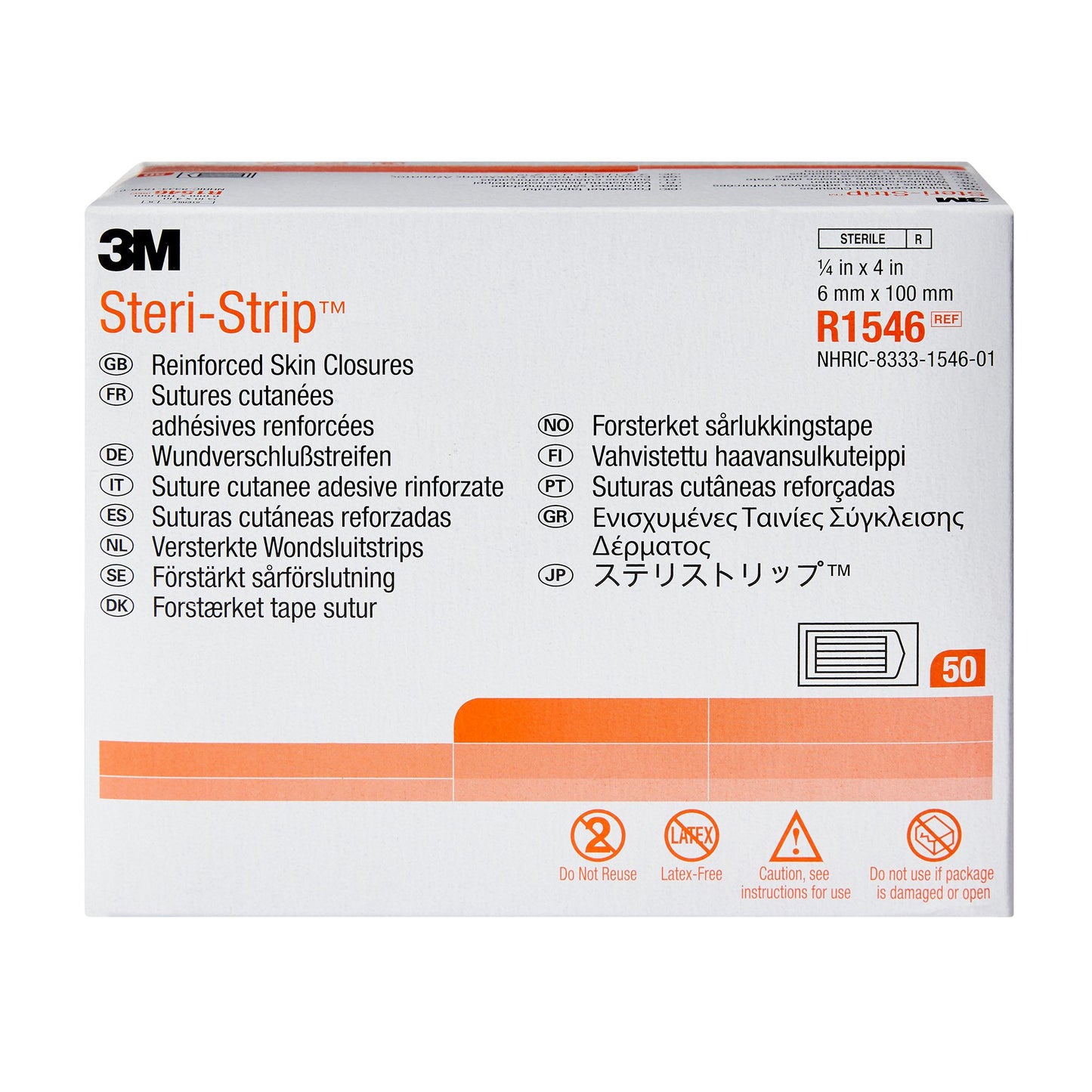 Steri-Strip™ Skin Closure Strip 1/4 X 4 Inch Nonwoven Material Reinforced Strip White (5784_PK)