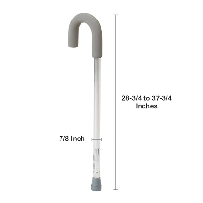 McKesson Round Handle Cane Aluminum 28-3/4 to 37-3/4 Inch Height Silver (1103359_CS)