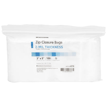 McKesson Reclosable Bag 3 X 5 Inch Polyethylene Clear Zipper Closure (890534_PK)