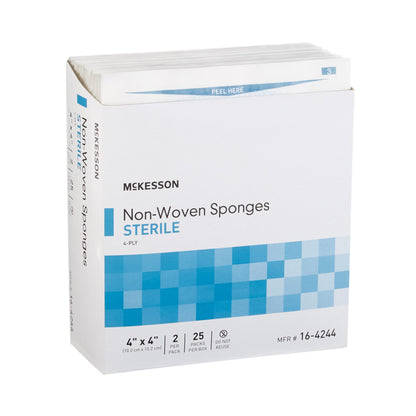 McKesson Nonwoven Sponge 4 X 4 Inch 4-Ply Sterile 2 per Pack (446033_BX)