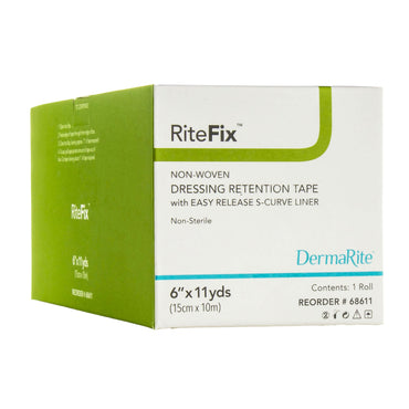 RiteFix™ Water Resistant Dressing Retention Tape with Liner White 6 Inch X 11 Yard Nonwoven NonSterile (939644_BX)