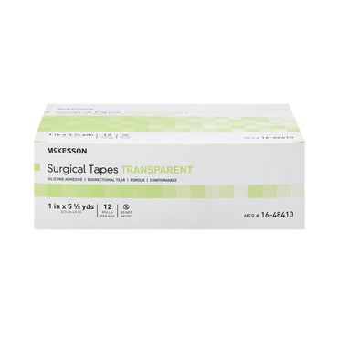 McKesson Medical Tape Transparent 1 Inch X 5-1/2 Yard Plastic / Silicone NonSterile (1073806_BX)