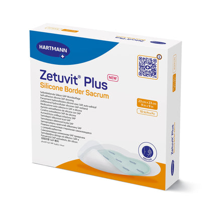 Zetuvit® Plus Silicone Border Super Absorbent Dressing Silicone Adhesive 9 X 9 Inch Sacral (1235832_EA)