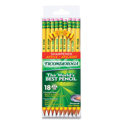 Dixon Pre-Sharpened Pencil, HB  (#2), Black Lead, Yellow Barrel, 18/Pack (DIX13818)