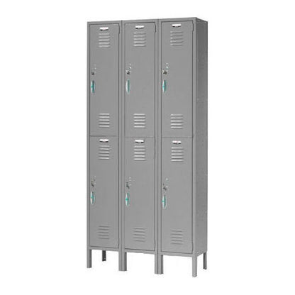 Global Industrial Capital 2-Tier 6 Door Locker, 36"W x 18"D x 78"H, Gray, Unassembled (WB652049GY)
