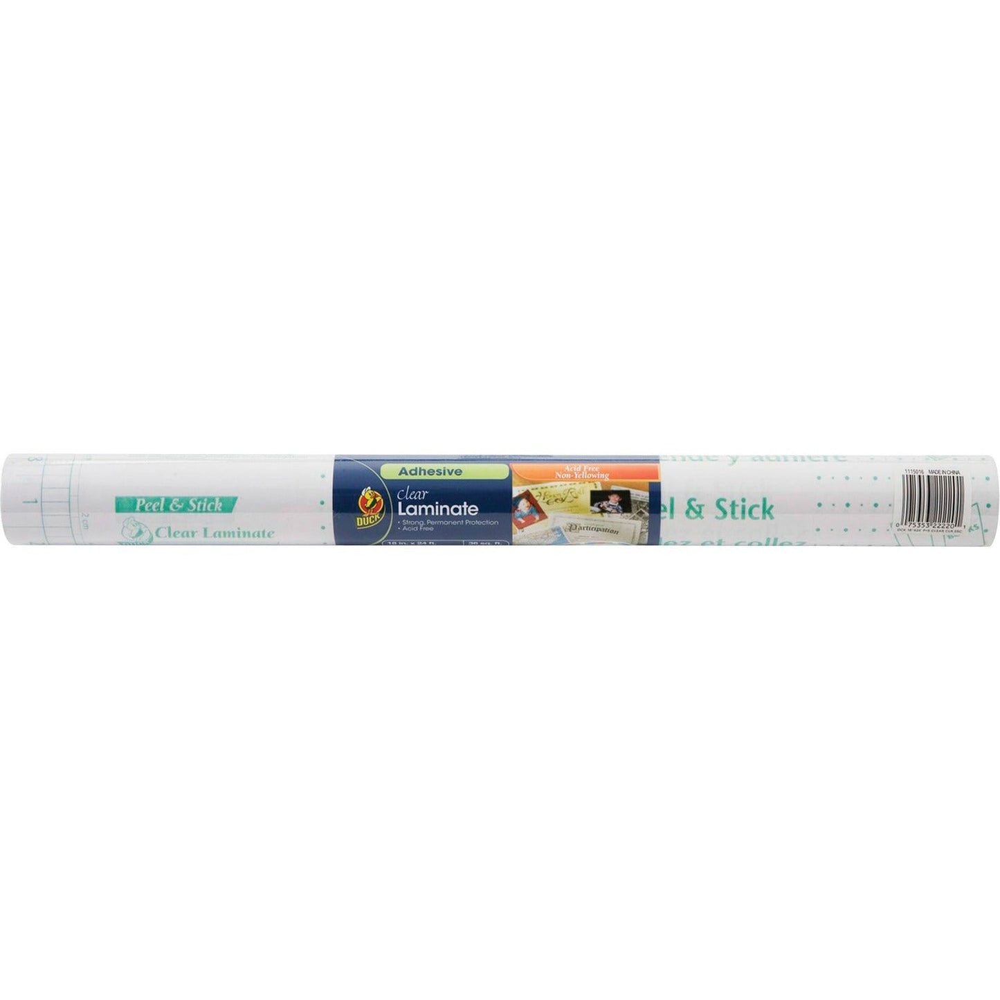 Duck Laminate Roll, Peel And Stick, Permanent, 18&quot;x24&quot;, Clear (DUC22220)