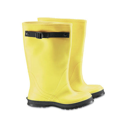 Dunlop® Protective Footwear 17 in Rubber Slicker Overboots, Plain Toe, Men's 16, Flex-O-Thane/PVC, Yellow/Black (868-880500016)