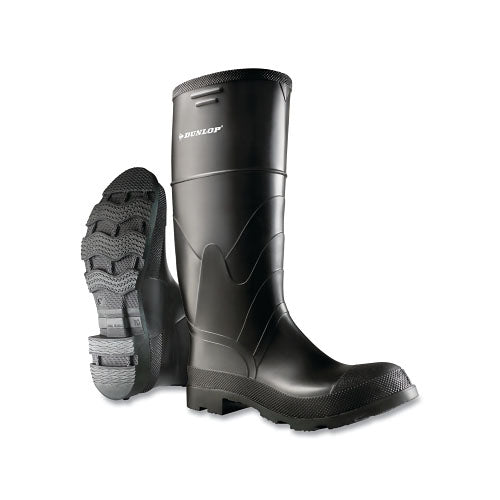 Dunlop® Protective Footwear Economy Steel Toe/Midsole Rubber Boots, Men's 12, 16 in Boot, PVC, Black (868-866220012)