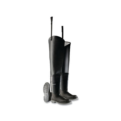 Dunlop® Protective Footwear Hip Waders, Plain Toe, Steel Shank, Men's 11, 32 in Inseam, Polyblend/PVC, Black (868-860550011)