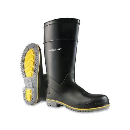 Dunlop® Protective Footwear Polyflex 3 Rubber Boots, Steel Toe, Men's 9, 15 in Boot, PolyBlend/PVC, Black/Gray/Yellow (868-899080009)