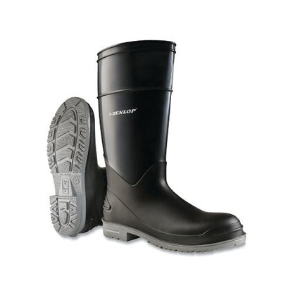 Dunlop® Protective Footwear PolyGoliath Rubber Boots, Steel Toe, Men's 8, 16 in Boot, Polyblend/PVC, Black/Gray (868-896820008)