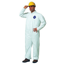 Dupont Tyvek® 400 Coverall, Serged Seams, Collar, Elastic Waist, Open Wrists/Ankles, Front Zipper, Storm Flap, White, X-Large (251-TY120S-XL)