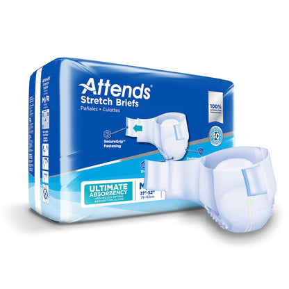 Attends® Stretch Unisex Adult Incontinence Brief Medium / Regular Disposable Heavy Absorbency (980213_CS)