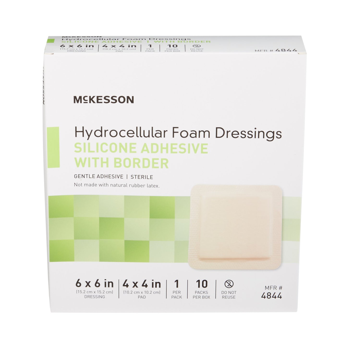 McKesson Foam Dressing 6 X 6 Inch With Border Film Backing Silicone Gel Adhesive Square Sterile (886433_CS)