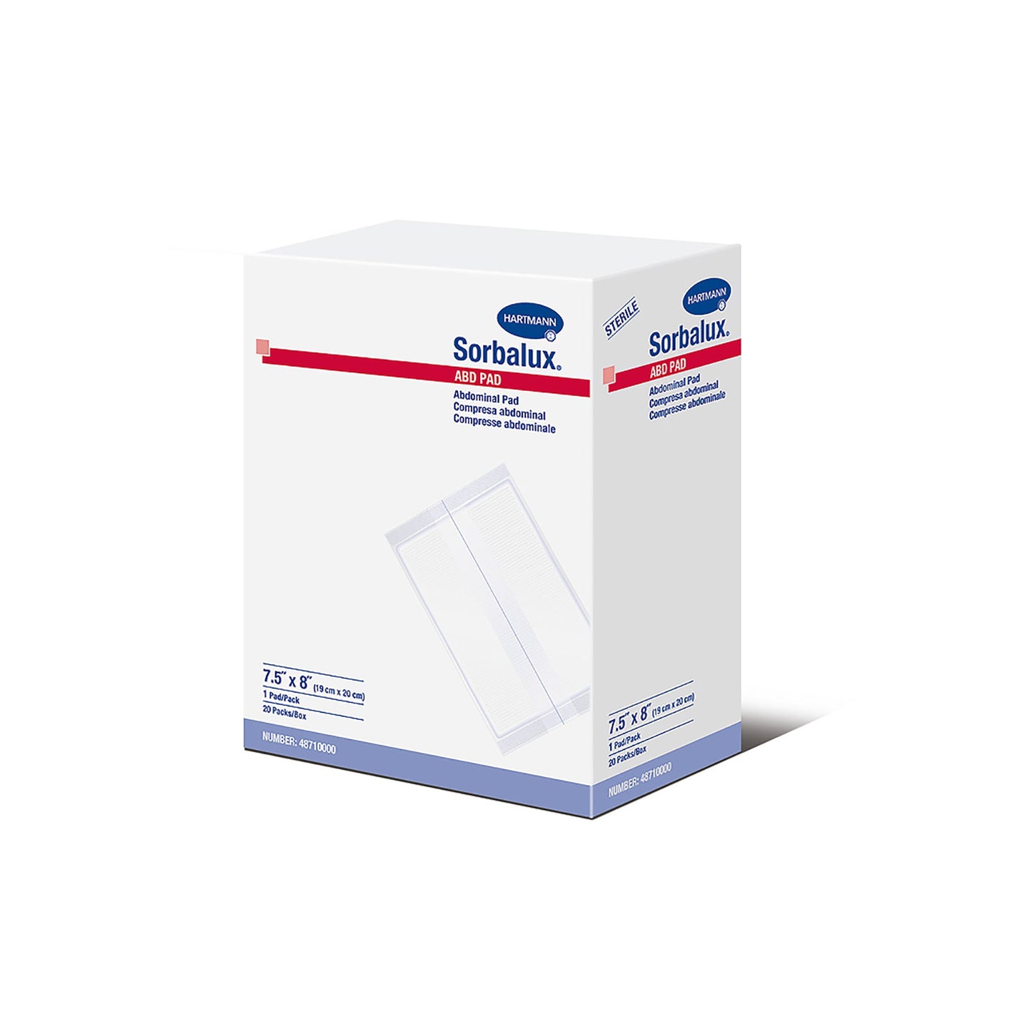 Sorbalux® ABD Abdominal Pad 7-1/2 X 8 Inch 1-Ply Sterile 1 per Pouch (787090_EA)