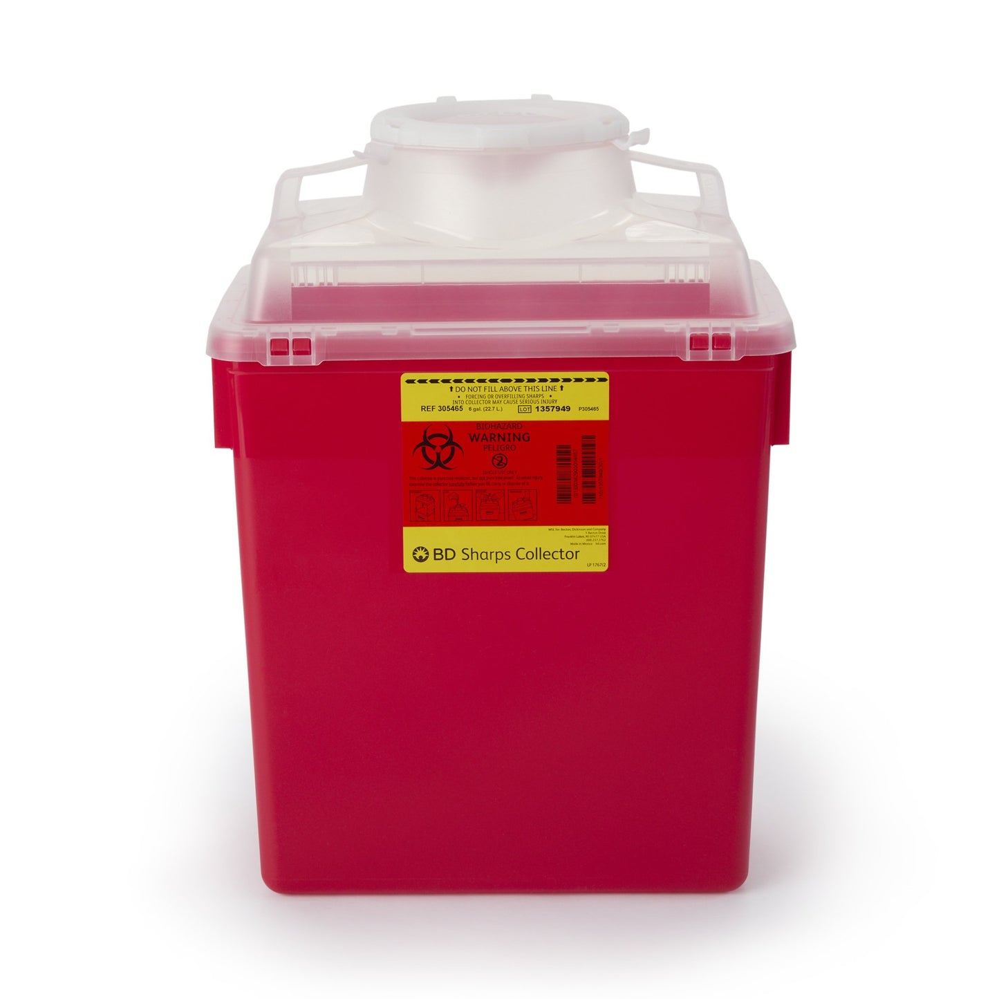 BD™ Sharps Container Red Base 17-1/2 X 12-4/5 X 8-4/5 Inch Vertical Entry 6 Gallon (190342_CS)