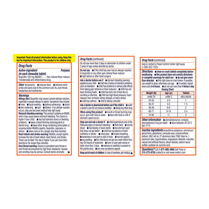 Motrin® Children's Pain Relief 100 mg Strength Ibuprofen Chewable Tablet 24 Per Bottle (1218802_BT)
