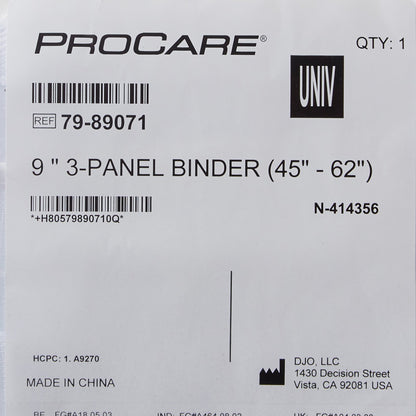 ProCare® Premium Abdominal Binder One Size Fits Most Hook and Loop Closure 45 to 62 Inch Waist Circumference 9 Inch Height Adult (302628_EA)