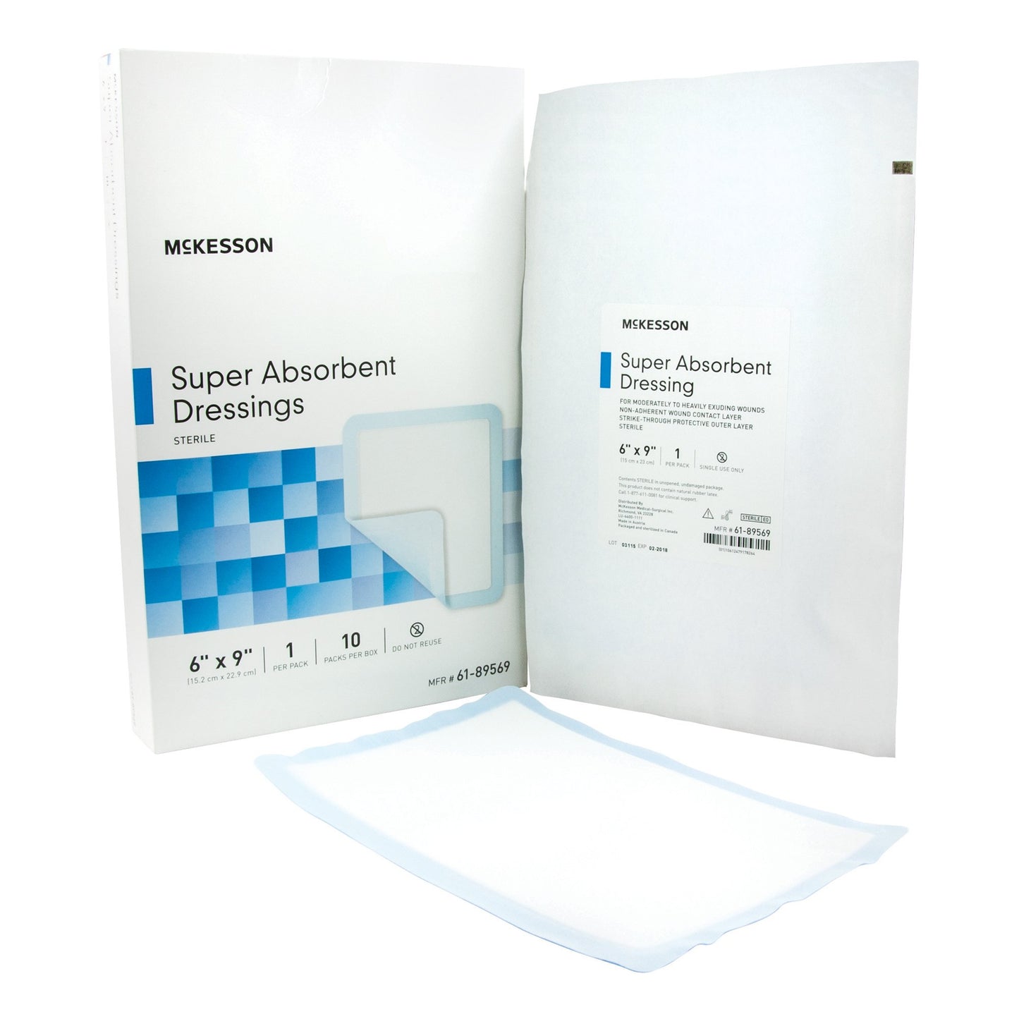 McKesson Super Absorbent Dressing 6 X 9 Inch Rectangle (682971_EA)