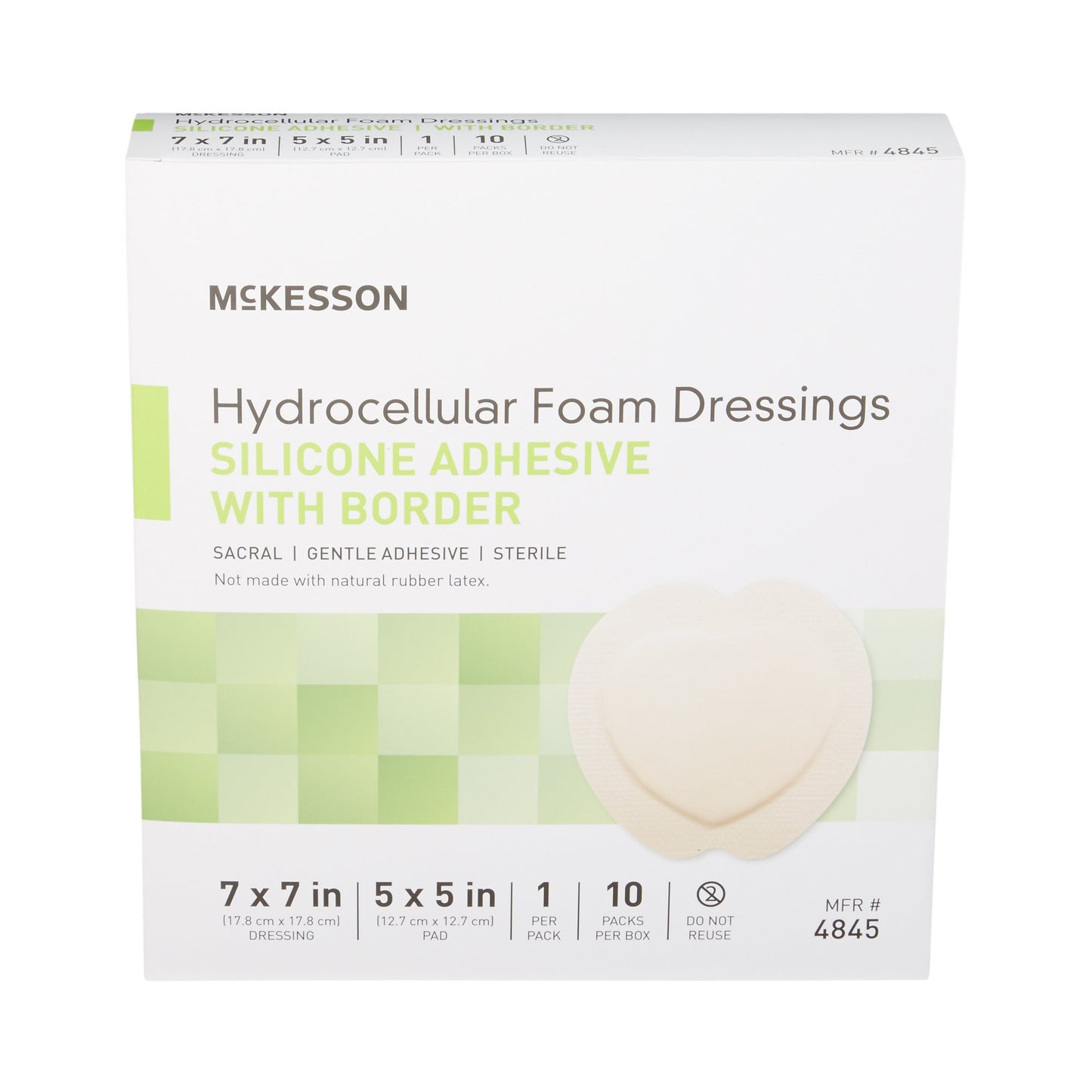 McKesson Foam Dressing 7 X 7 Inch With Border Film Backing Silicone Gel Adhesive Sacral Sterile (886434_BX)