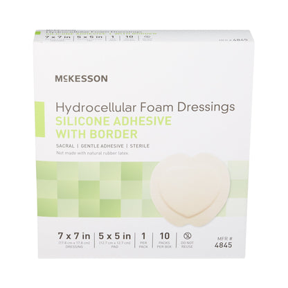 McKesson Foam Dressing 7 X 7 Inch With Border Film Backing Silicone Gel Adhesive Sacral Sterile (886434_EA)